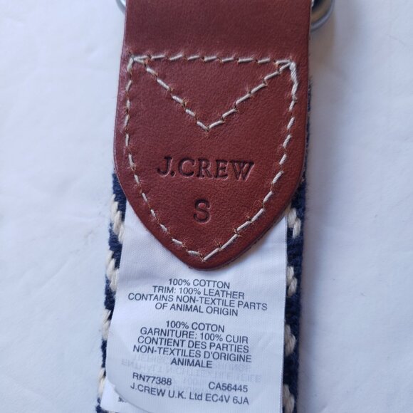 J. Crew D Ring Woven Cotton Striped Leather Preppy Nautical Belt - Picture 5 of 9